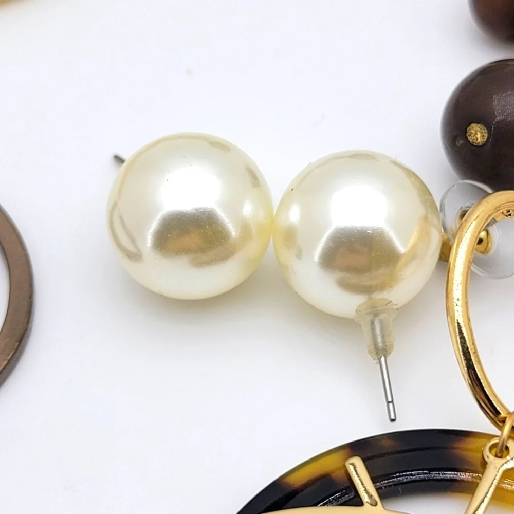Lot of 10 Silver Gold Tone Vintage Earrings Set + 2 Bracelets